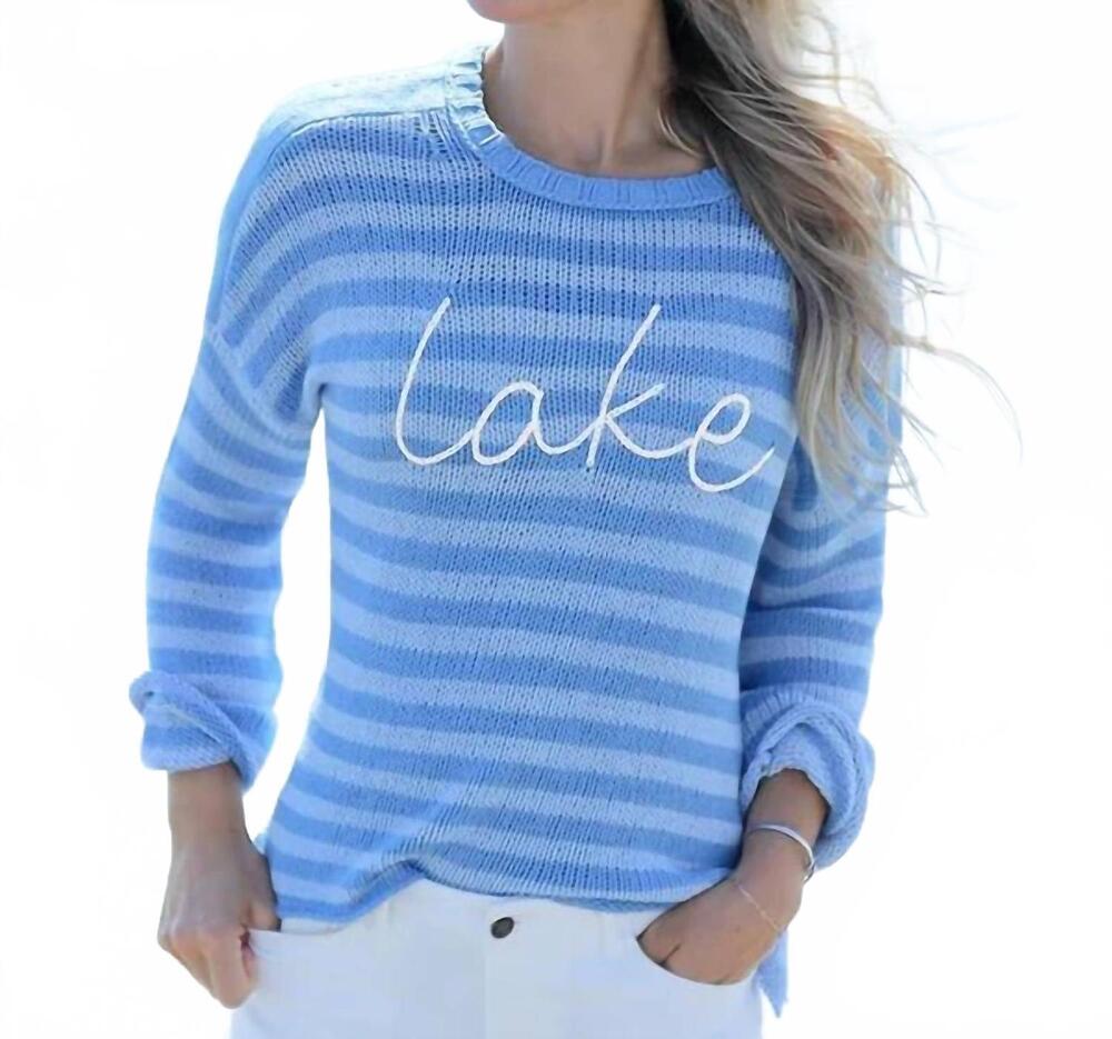 NEW WOODEN SHIPS lake striped crew sweater in blue